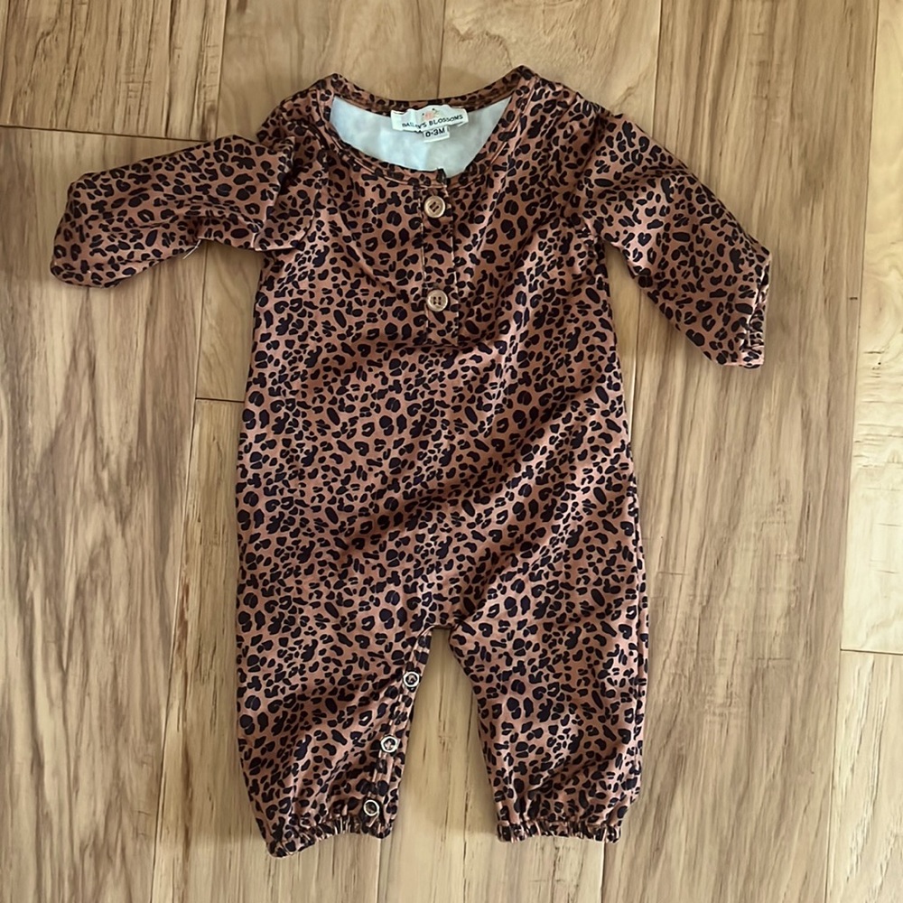 Baileys Blossoms long sleeve leopard romper